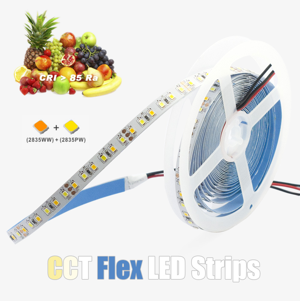 SuperLightingLED 16.4FT/5M Color Temperature Flexible LED Strip Light Kit, 2835SMD 600 LEDs - RF Touch Remote Controller + 8A 12V Power Supply for Home Backlight Lighting and Kitchen Decoration